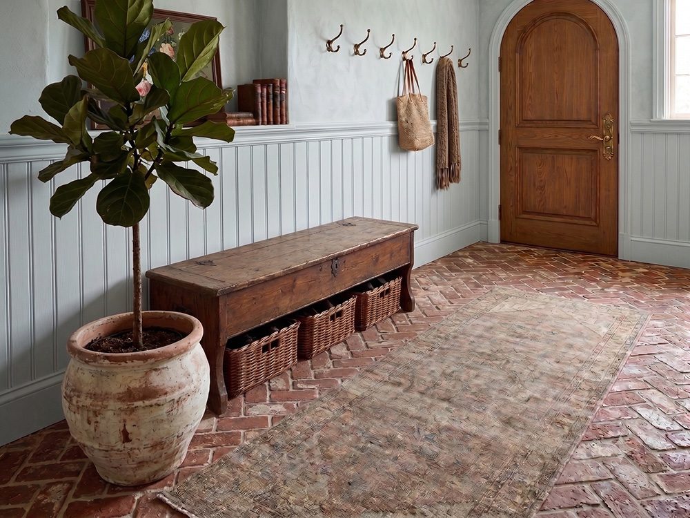 Cottage Red brick tile flooring